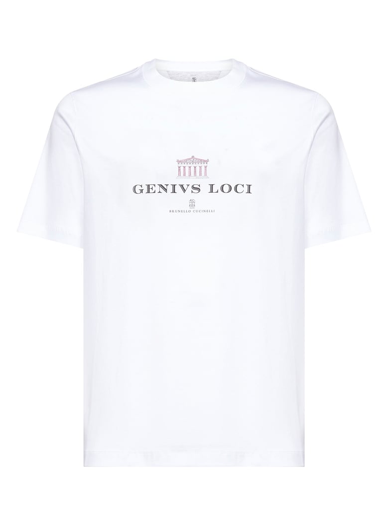 white jersey printed crewneck t-shirt by Selfnex