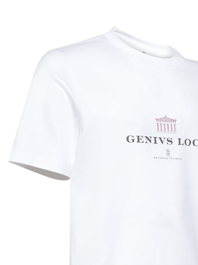 white jersey printed crewneck t-shirt by Selfnex
