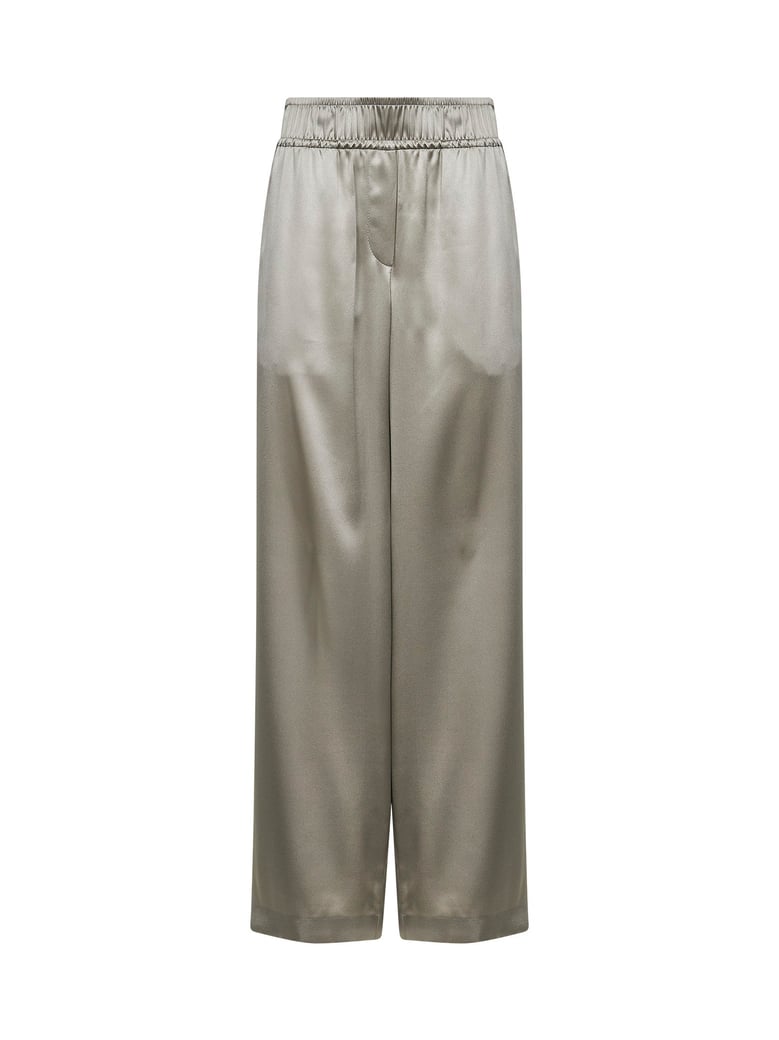 trousers track olive green silk satin by Selfnex