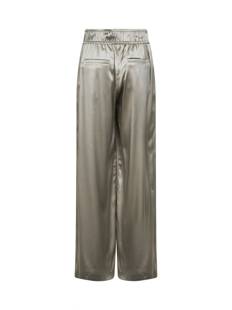 trousers track olive green silk satin by Selfnex