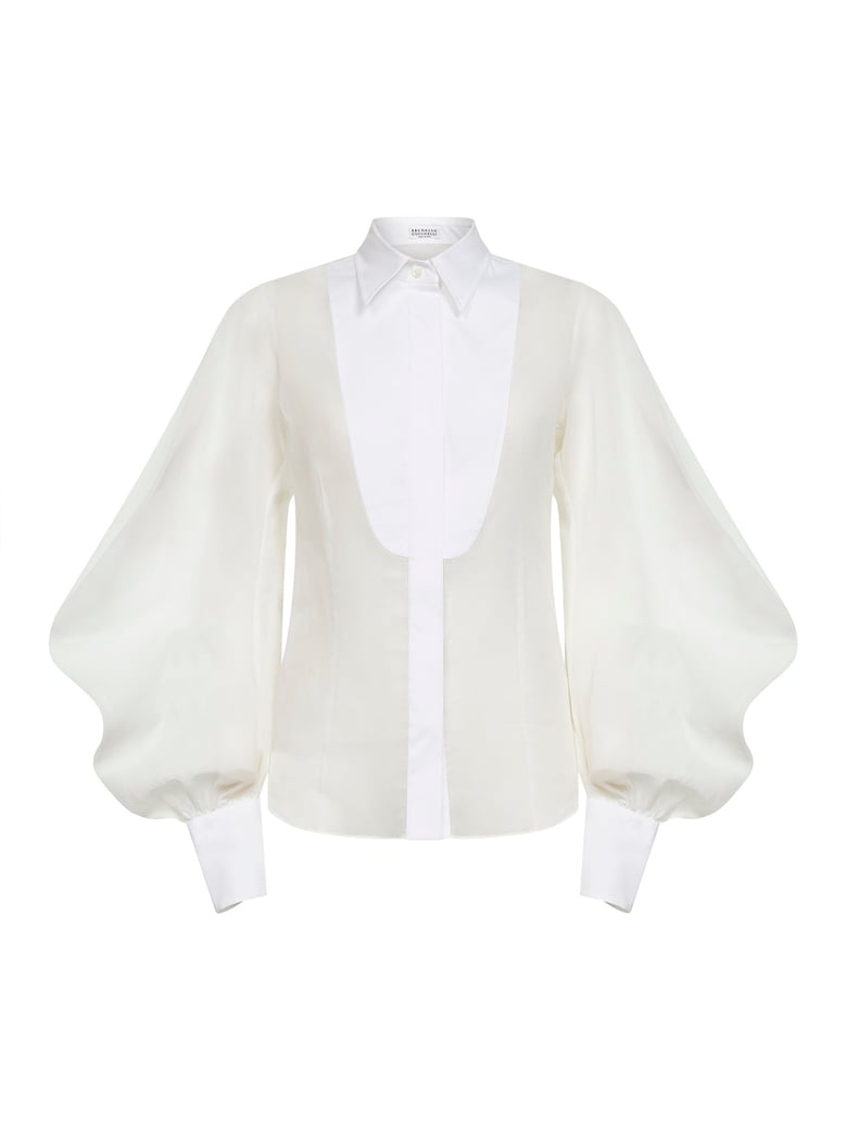 white cotton organza shirt by Selfnex