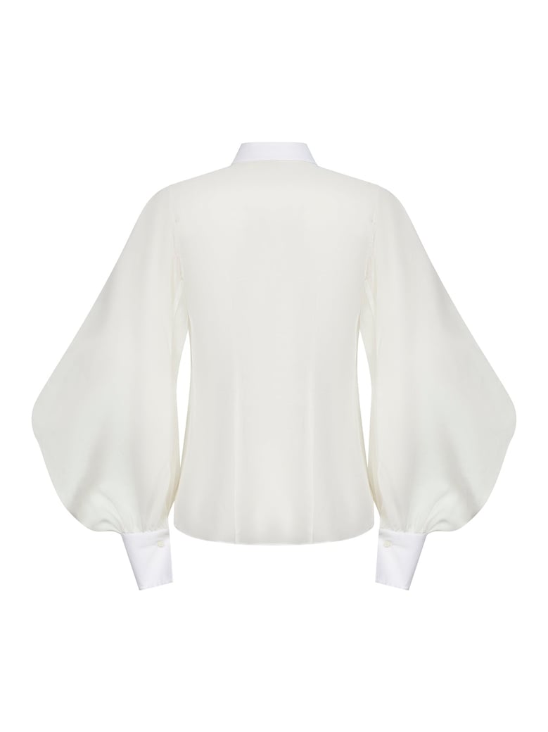 white cotton organza shirt by Selfnex