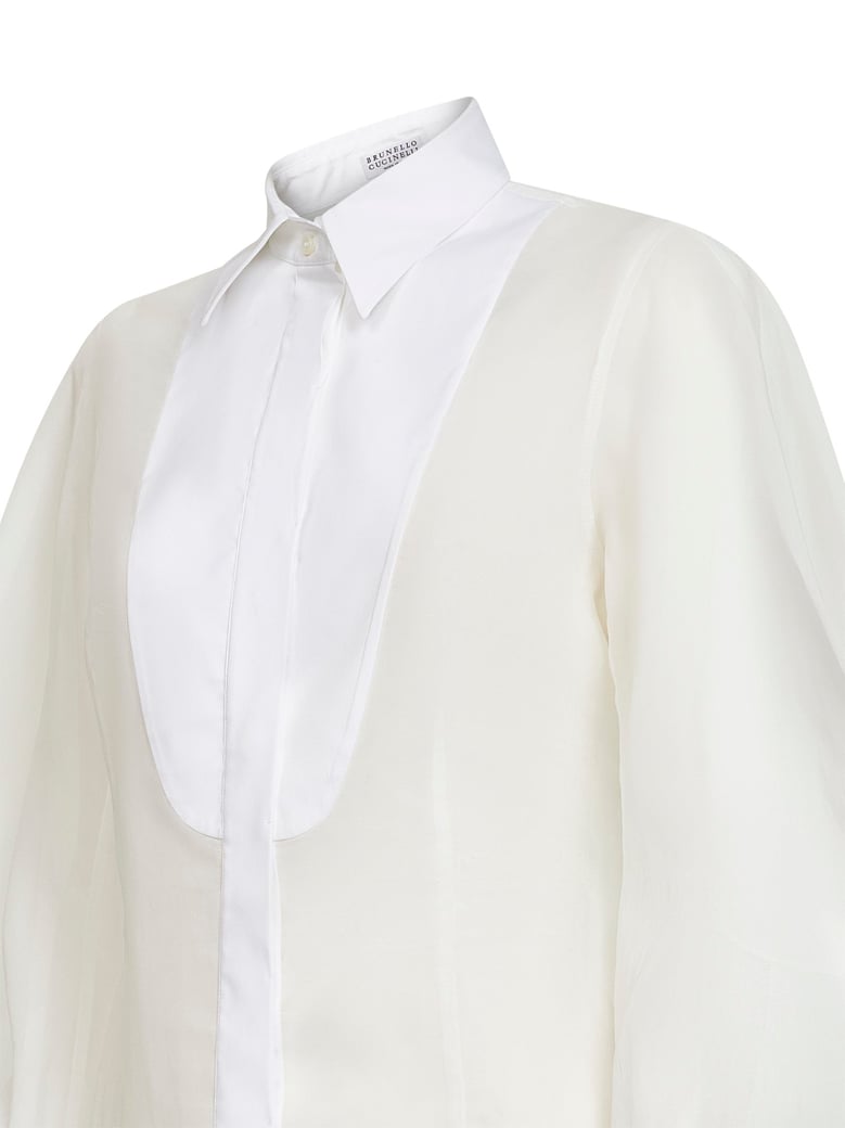 white cotton organza shirt by Selfnex