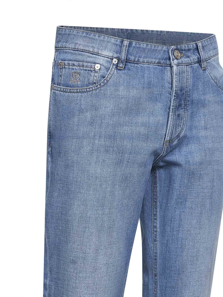 light blue denim traditional fit jeans by Selfnex
