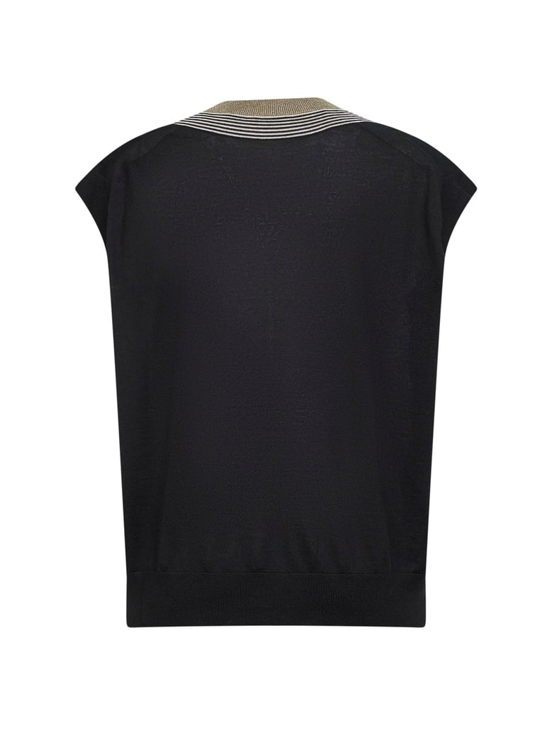 knit vest lamé v-neckline black by Selfnex