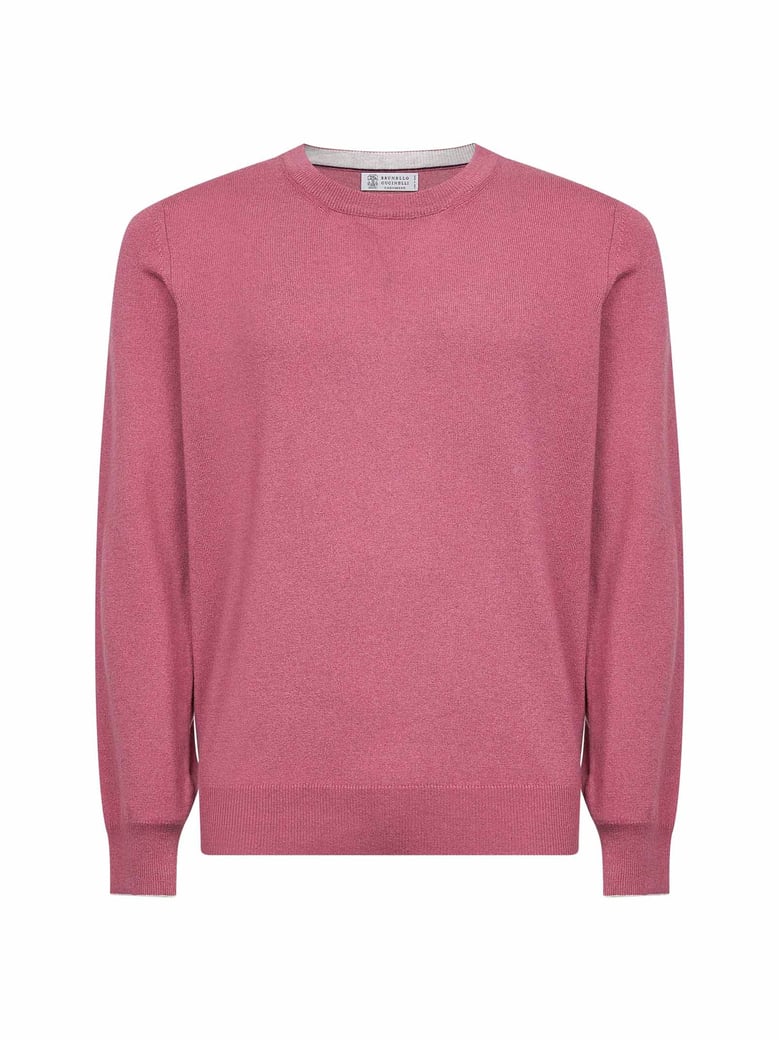 coral cashmere crewneck sweater by Selfnex