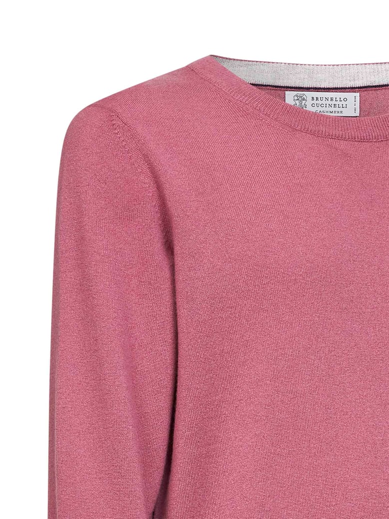 coral cashmere crewneck sweater by Selfnex