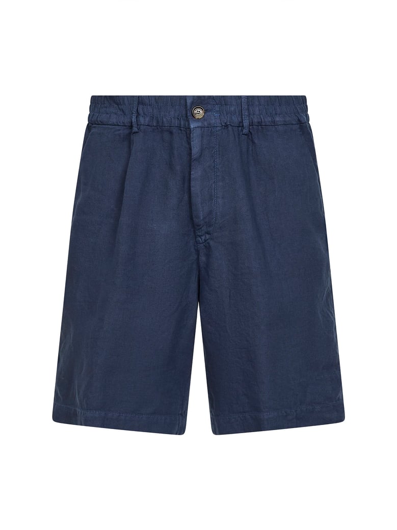 denim linen gabardine bermuda shorts by Selfnex