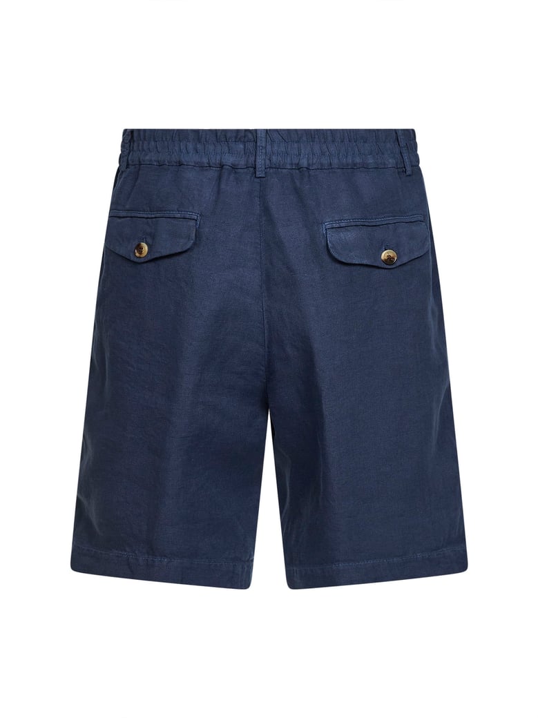 denim linen gabardine bermuda shorts by Selfnex