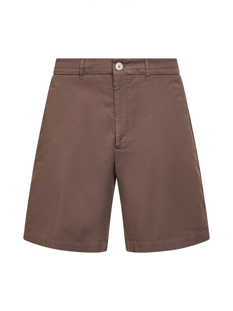hazelnut gabardine bermuda shorts by Selfnex