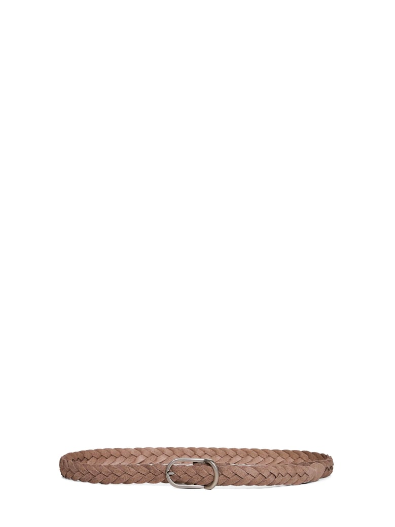 light brown suede woven belt by Selfnex