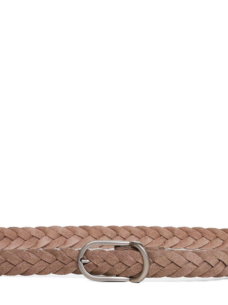 light brown suede woven belt by Selfnex
