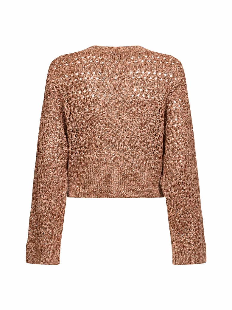 brown linen dazzling braids sweater by Selfnex
