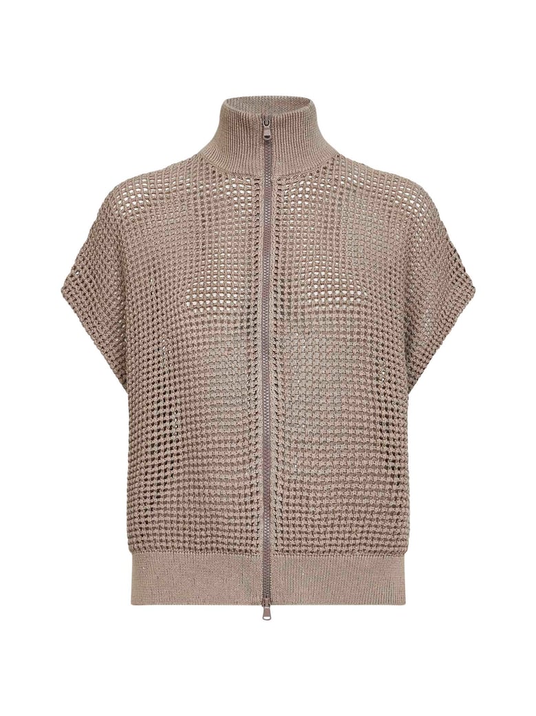 cardigan net-knit beige by Selfnex