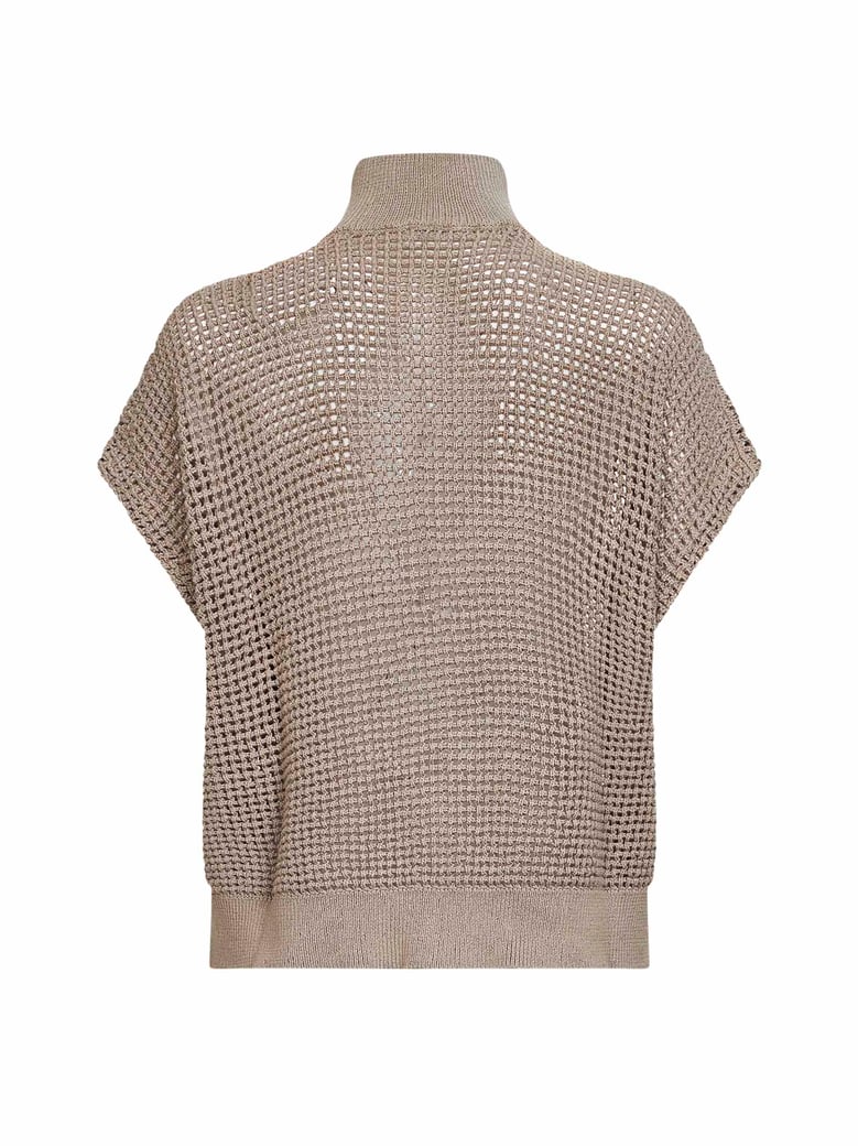 cardigan net-knit beige by Selfnex