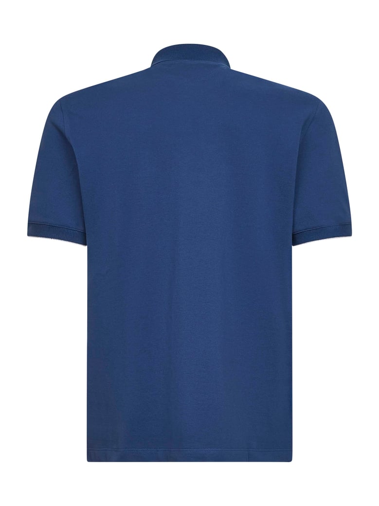 avio blue cotton pique polo shirt by Selfnex