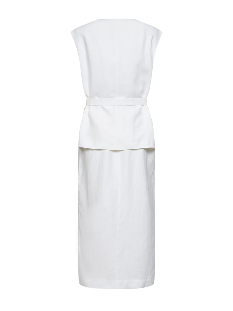 midi dress ivory viscose-linen by Selfnex