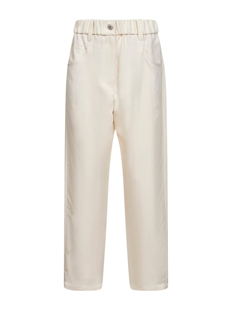 ivory fluid twill baggy trousers by Selfnex