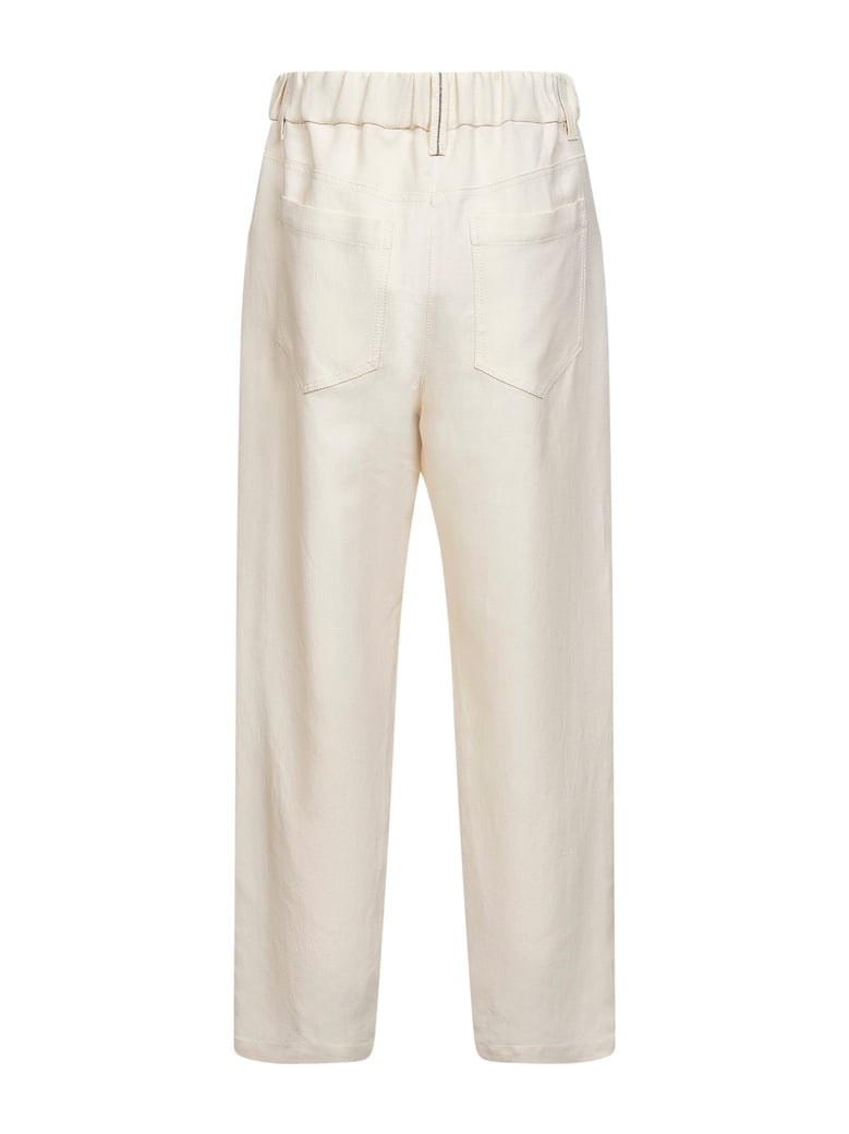 ivory fluid twill baggy trousers by Selfnex