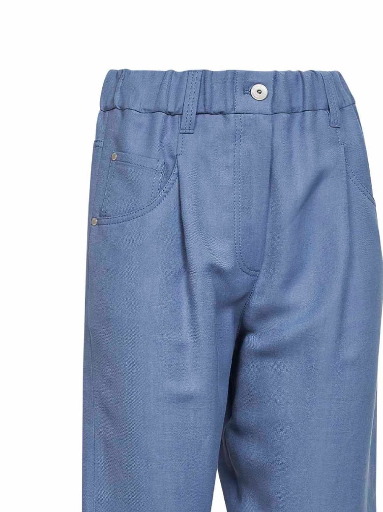 baggy twill trousers light blue by Selfnex