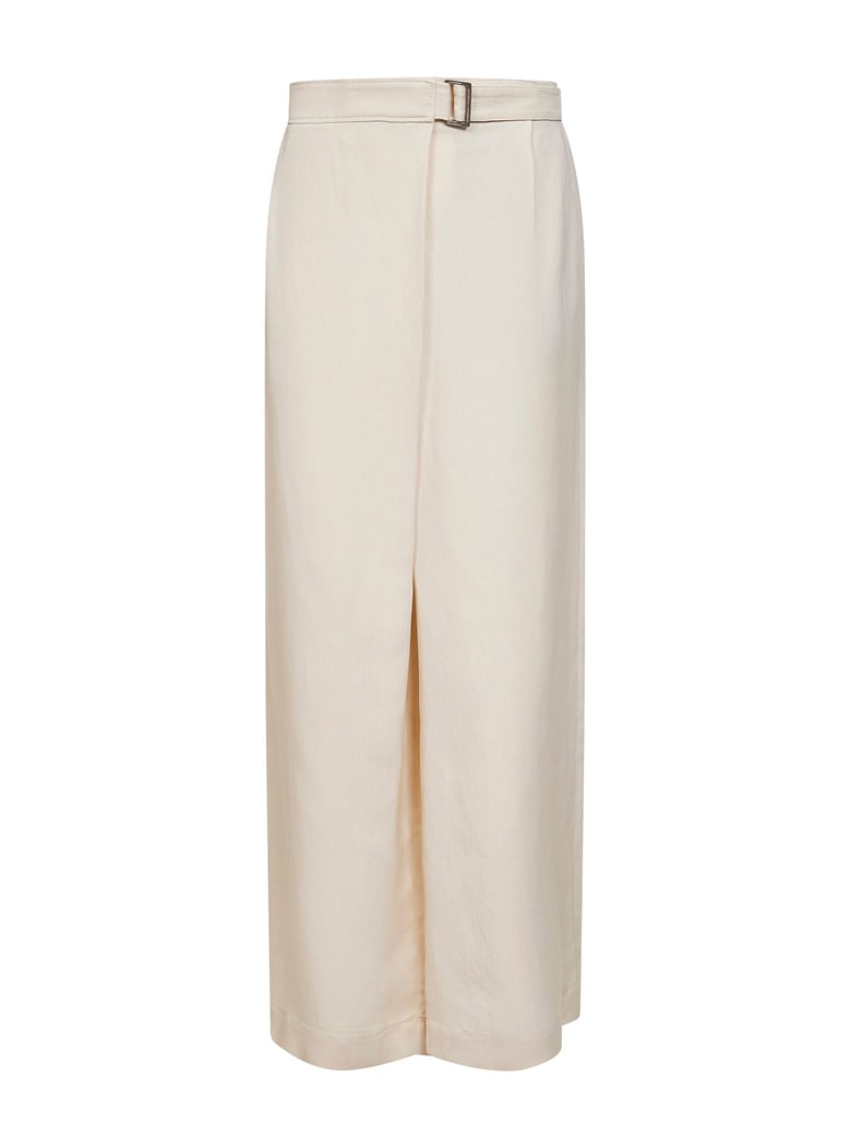 ivory fluid twill sartorial wrap trousers by Selfnex