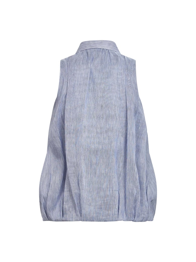sleeveless organza shirt light blue by Selfnex