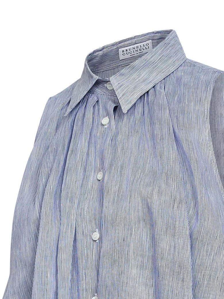 sleeveless organza shirt light blue by Selfnex