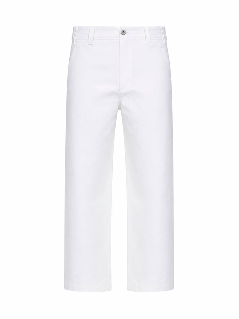 chino crop trousers white gabardine by Selfnex