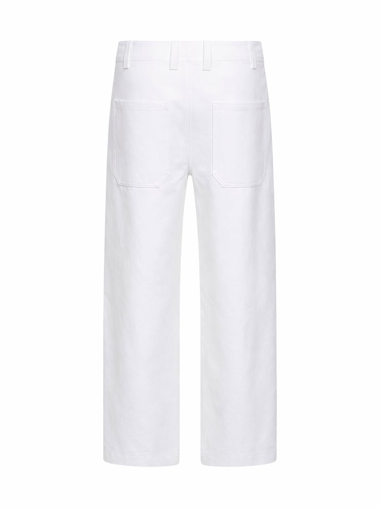 chino crop trousers white gabardine by Selfnex