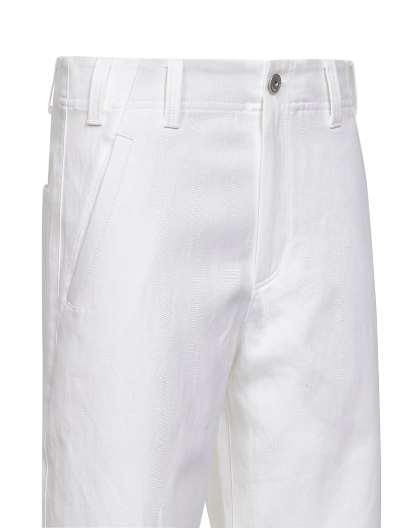 chino crop trousers white gabardine by Selfnex