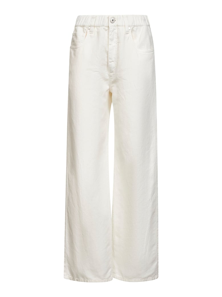 cotton and linen white contemporary jeans by Selfnex