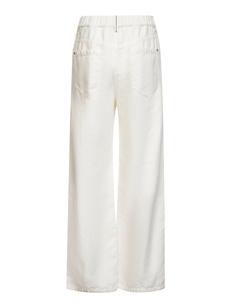 cotton and linen white contemporary jeans by Selfnex
