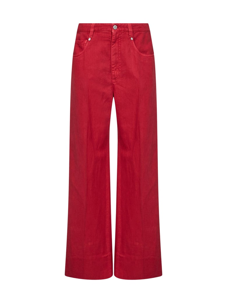 loose jeans crimson cotton-linen by Selfnex
