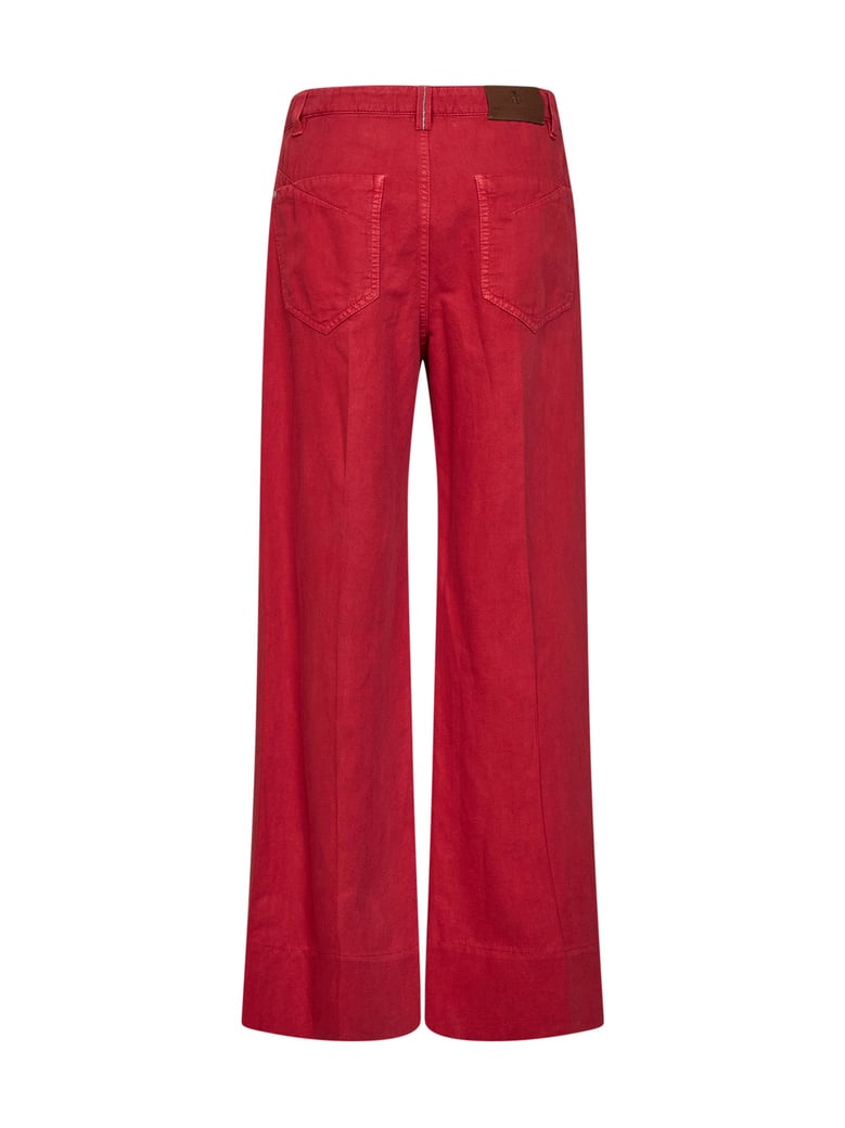loose jeans crimson cotton-linen by Selfnex
