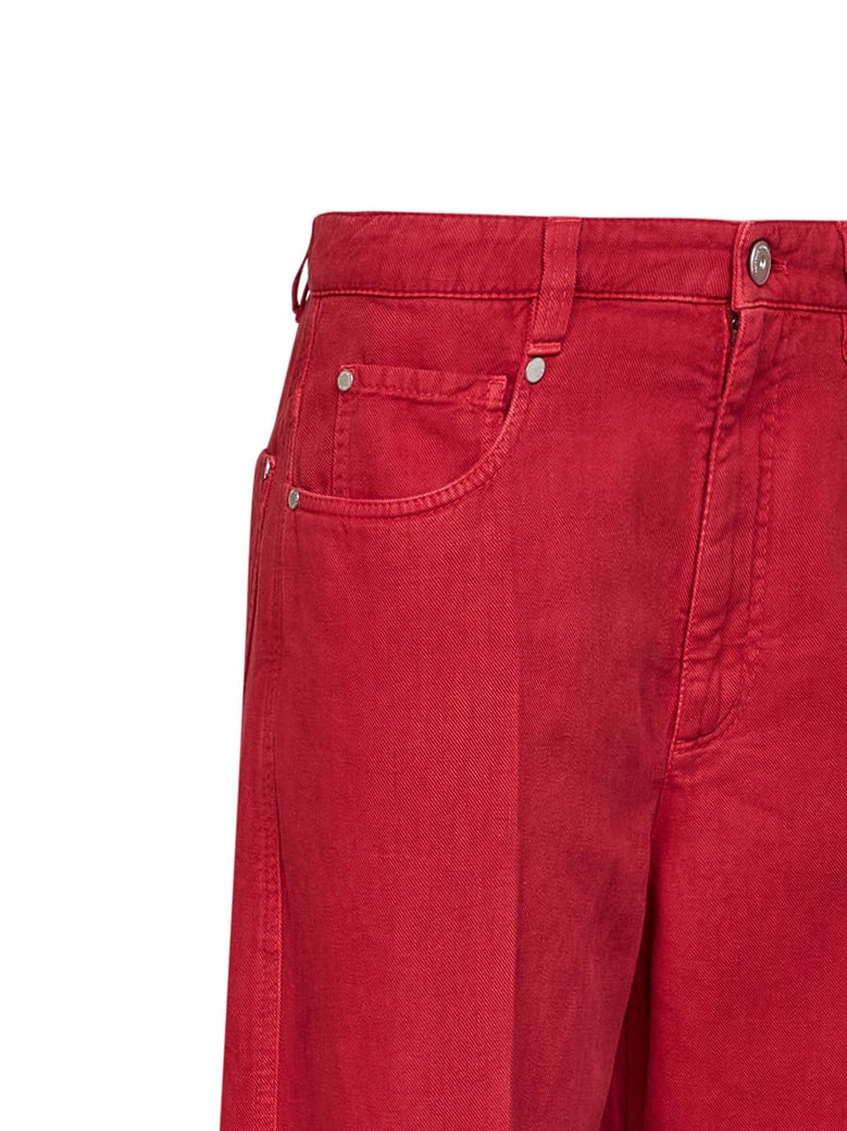loose jeans crimson cotton-linen by Selfnex