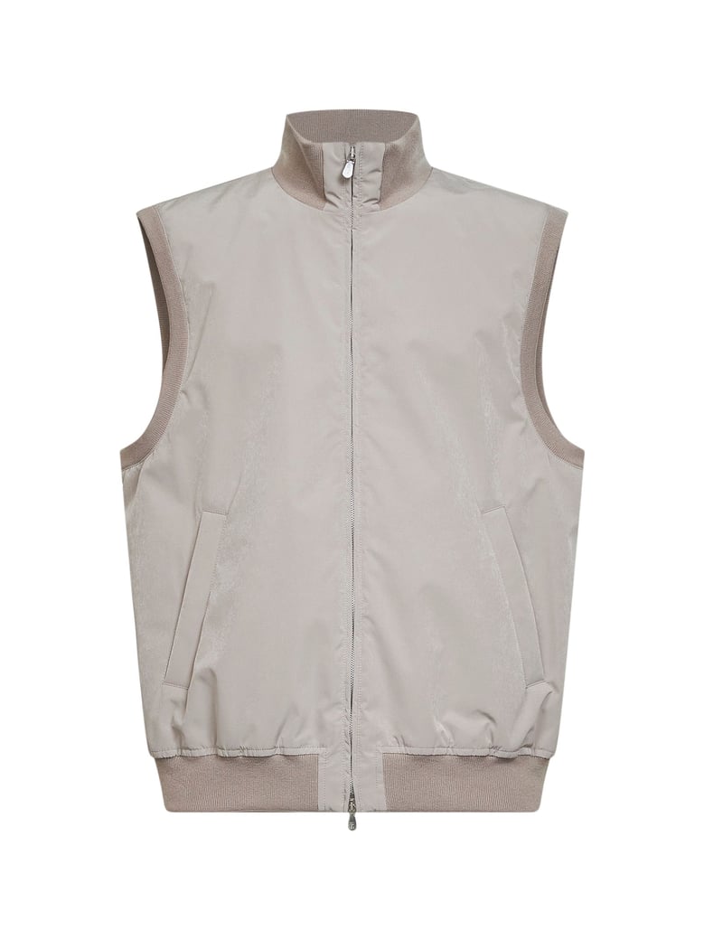 padded vest bonded nylon beige by Selfnex