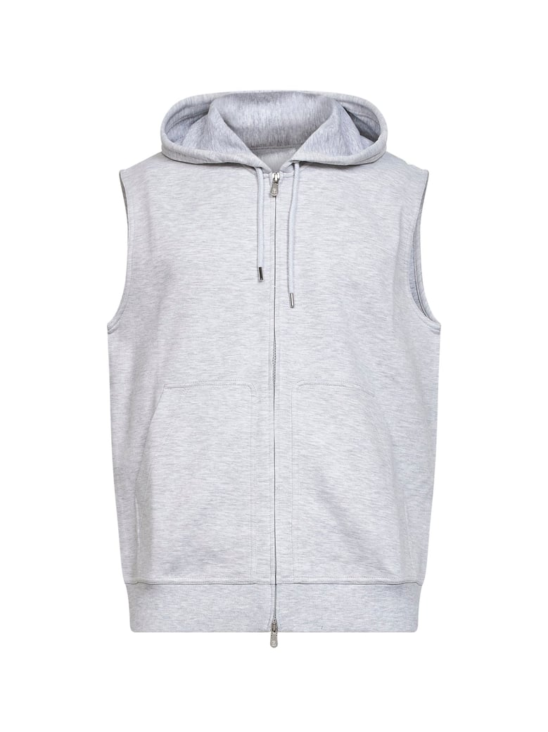double-fleece hooded vest pearl grey by Selfnex