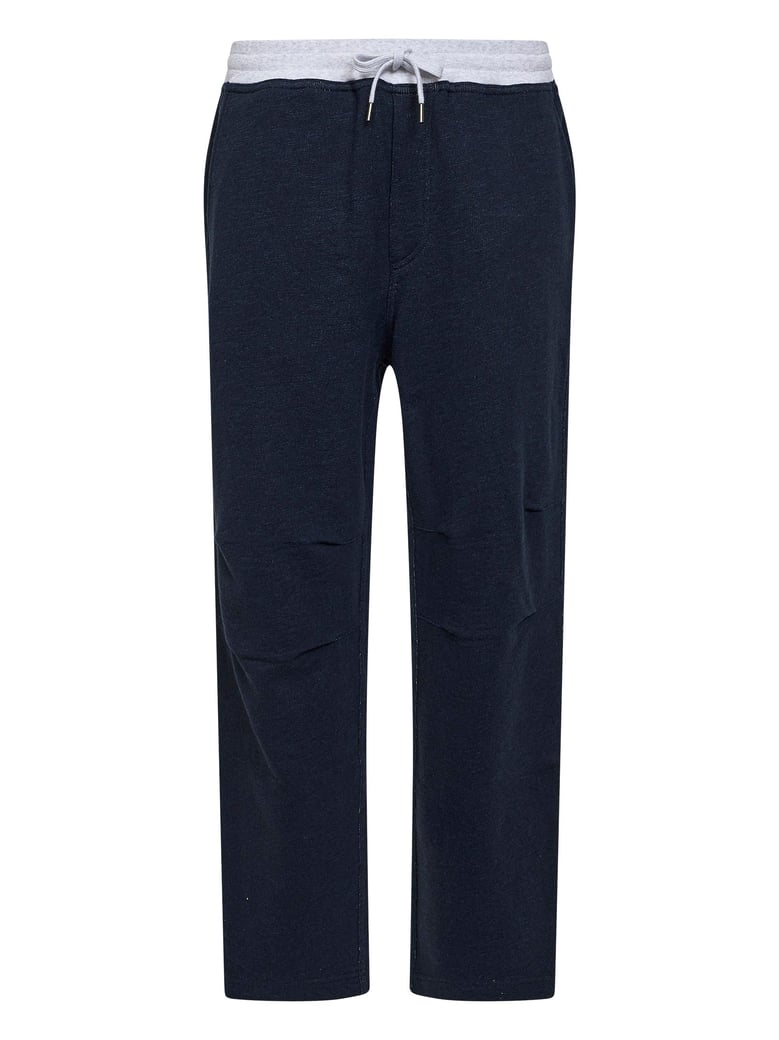 navy blue cotton and linen joggers by Selfnex