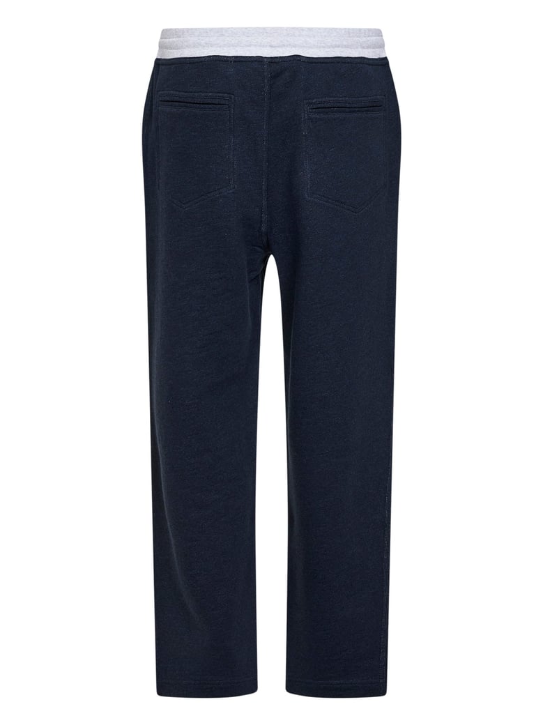 navy blue cotton and linen joggers by Selfnex
