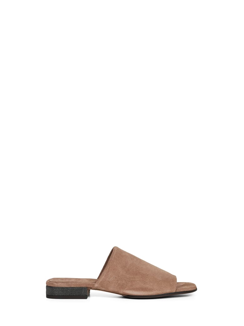 brown suede mules with monili by Selfnex