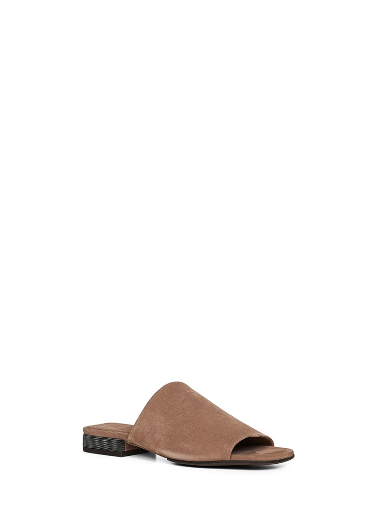 brown suede mules with monili by Selfnex