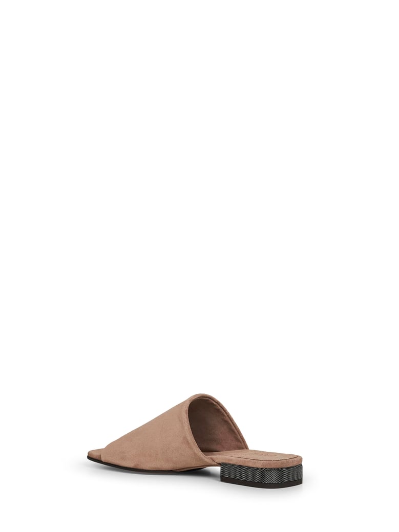 brown suede mules with monili by Selfnex