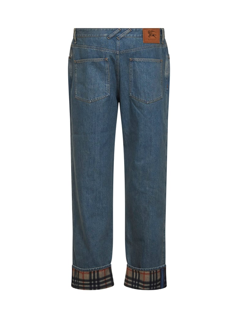 jeans light blue denim with check trim by Selfnex