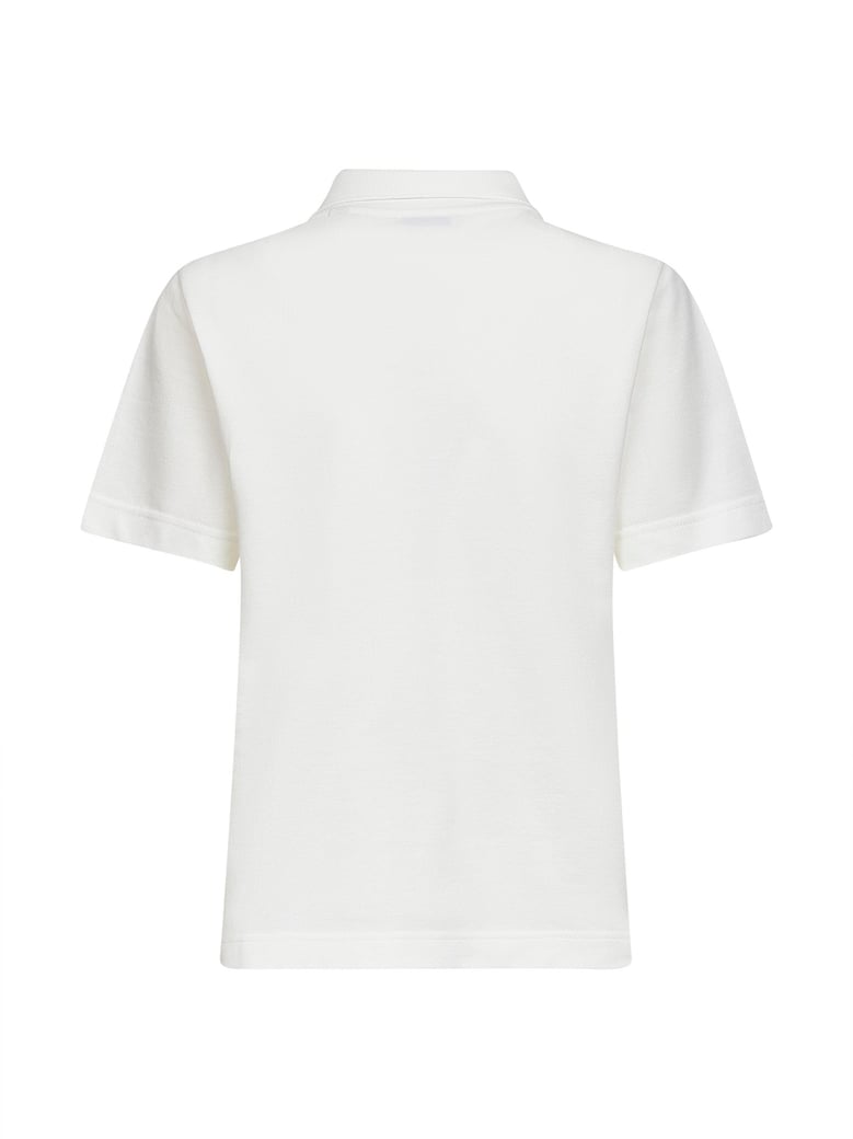 embroidered polo shirt in chalk cotton piqué by Selfnex