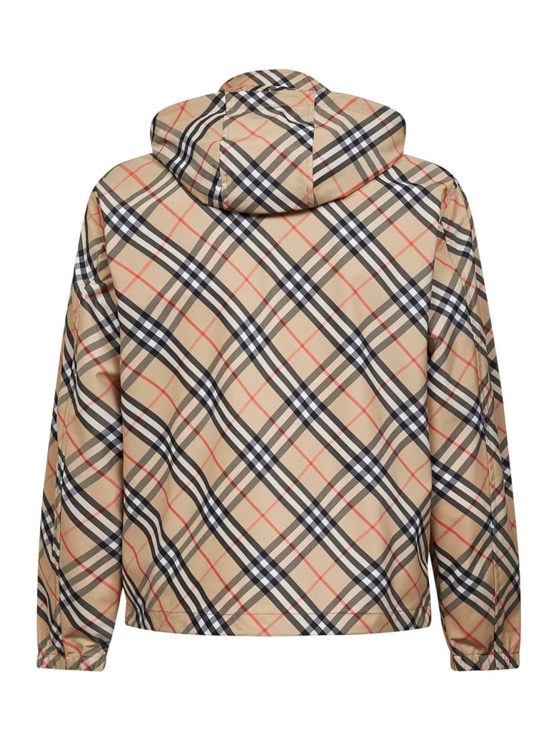 check hooded jacket in archive beige by Selfnex