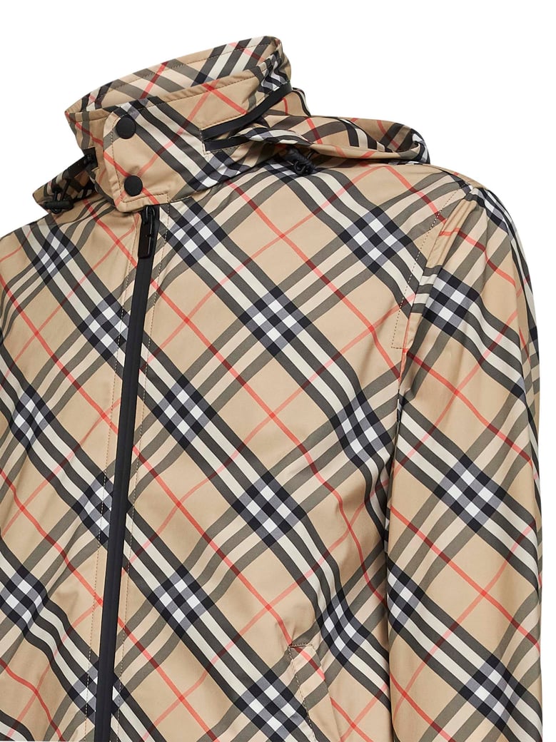 check hooded jacket in archive beige by Selfnex