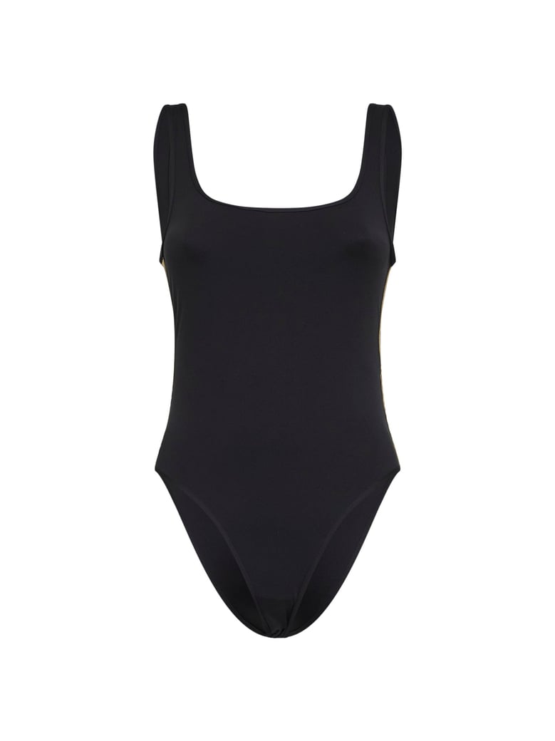 swimsuit with check trim, black by Selfnex