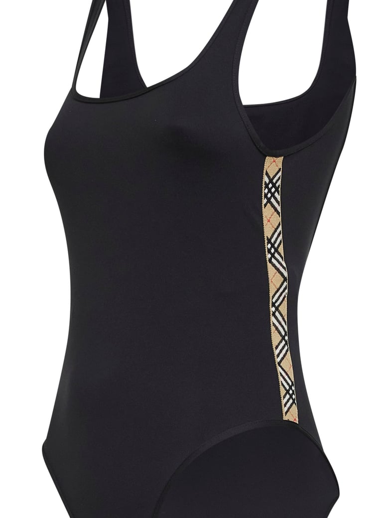swimsuit with check trim, black by Selfnex