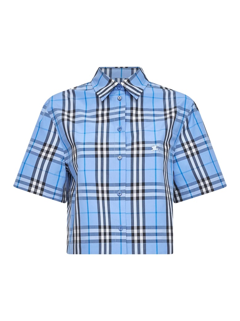 cropped cotton shirt light blue by Selfnex