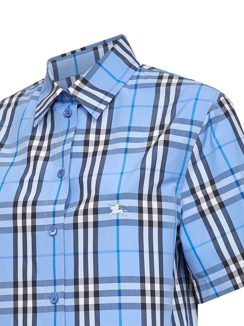 cropped cotton shirt light blue by Selfnex